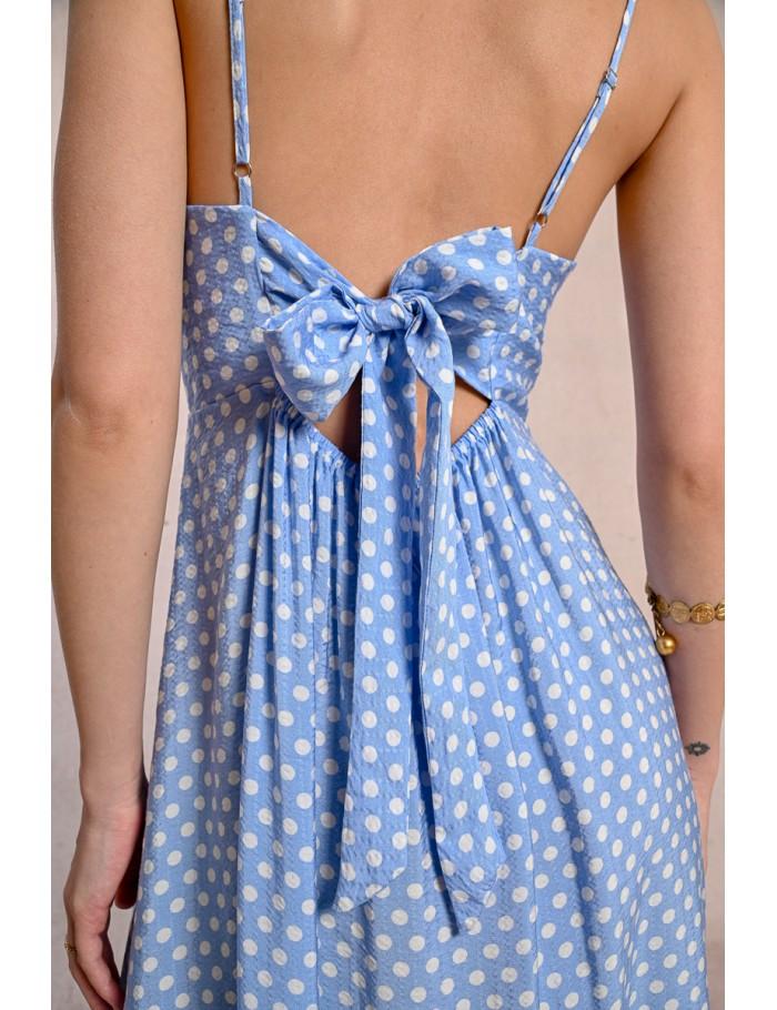 Lili Sidonio X Molly Bracken Robe Longue à Pois LIGHT BLUE