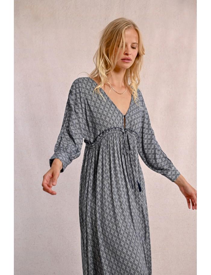 Lili Sidonio X Molly Bracken Robe Longue à Taille élastiquée NAVY BLUE