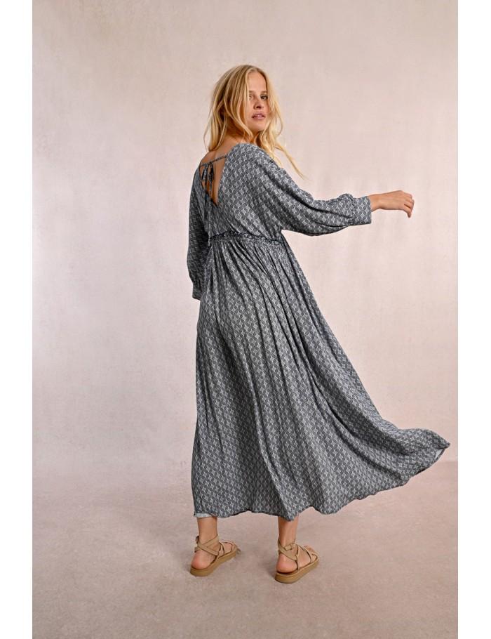 Lili Sidonio X Molly Bracken Robe Longue à Taille élastiquée NAVY BLUE