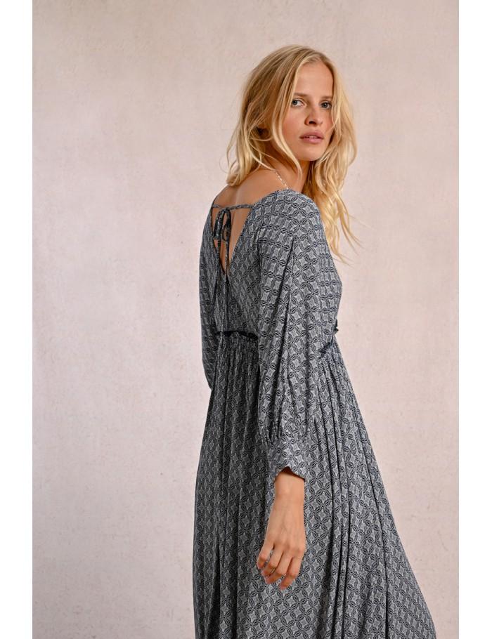 Lili Sidonio X Molly Bracken Robe Longue à Taille élastiquée NAVY BLUE