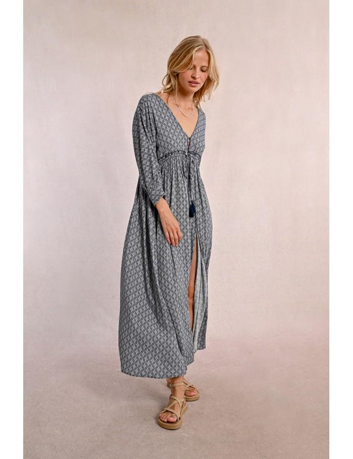 Lili Sidonio X Molly Bracken Robe Longue à Taille élastiquée NAVY BLUE