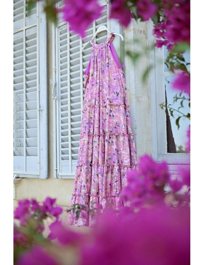 lili sidonio x molly bracken Robe longue à volants PINK CELESTE
