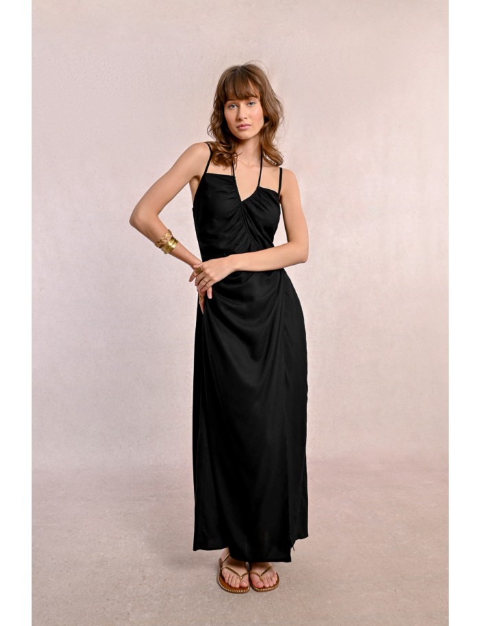 lili sidonio x molly bracken Robe longue asymétrique BLACK