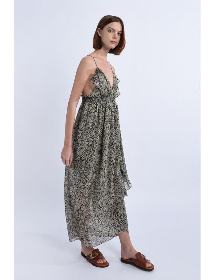 Lili Sidonio X Molly Bracken Robe Longue Asymétrique KHAKI ST BARTH