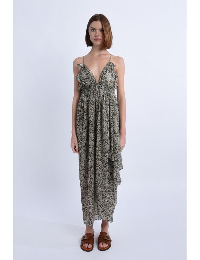 Lili Sidonio X Molly Bracken Robe Longue Asymétrique KHAKI ST BARTH