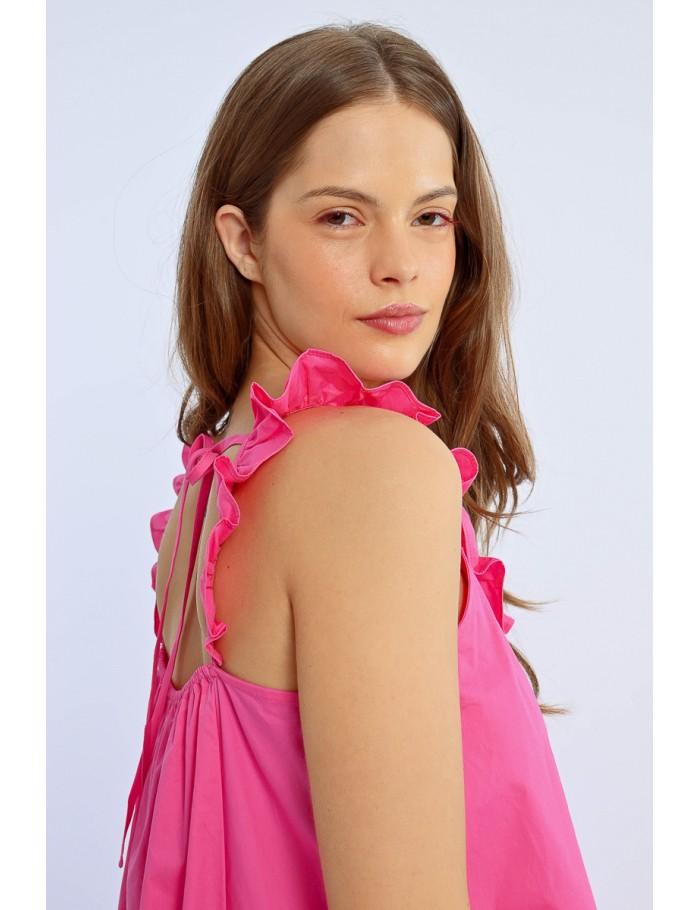 lili Sidonio X Molly Bracken Robe Longue Col à Volants PINK