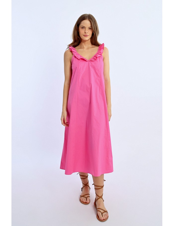lili Sidonio X Molly Bracken Robe Longue Col à Volants PINK