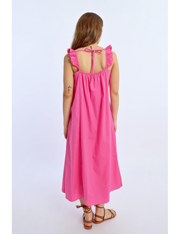 lili Sidonio X Molly Bracken Robe Longue Col à Volants PINK