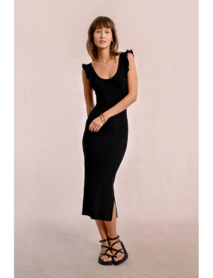 Lili Sidonio X Molly Bracken Robe Longue Côtelée BLACK