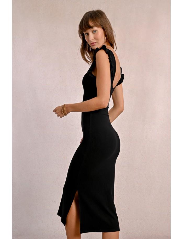 Lili Sidonio X Molly Bracken Robe Longue Côtelée BLACK