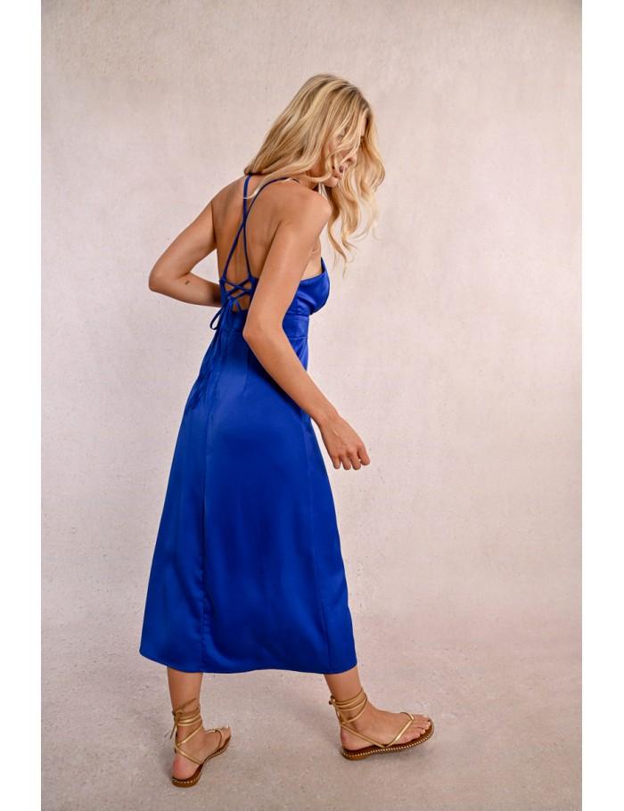 Lili Sidonio X Molly Bracken Robe Longue Dos Croisé COBALT BLUE