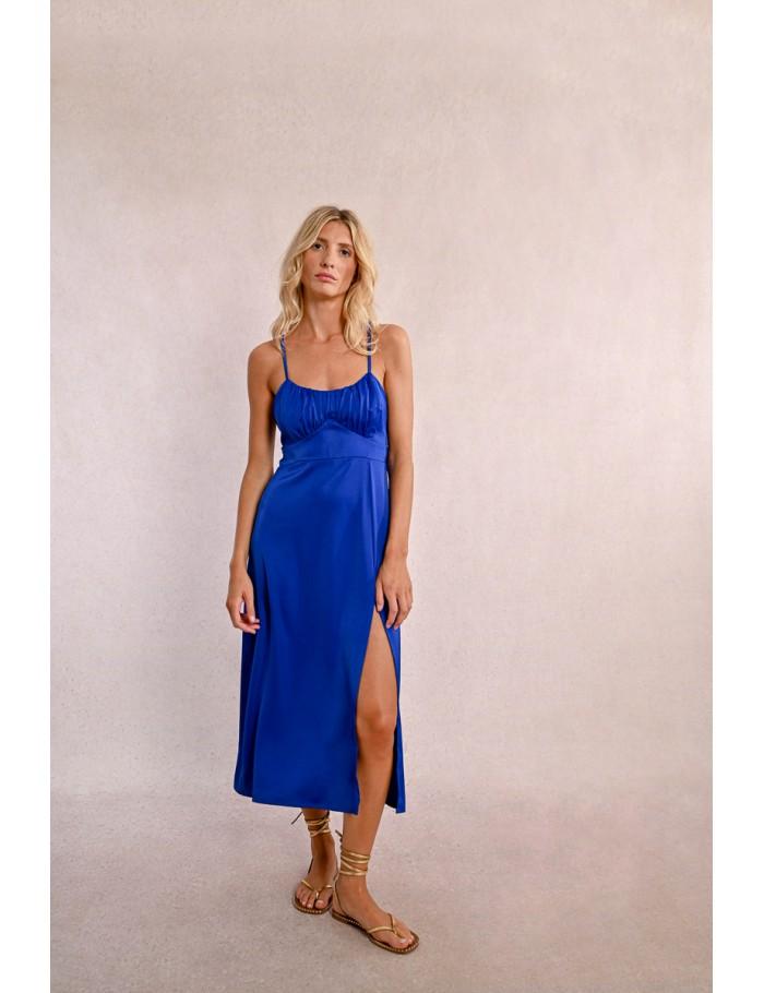 Lili Sidonio X Molly Bracken Robe Longue Dos Croisé COBALT BLUE