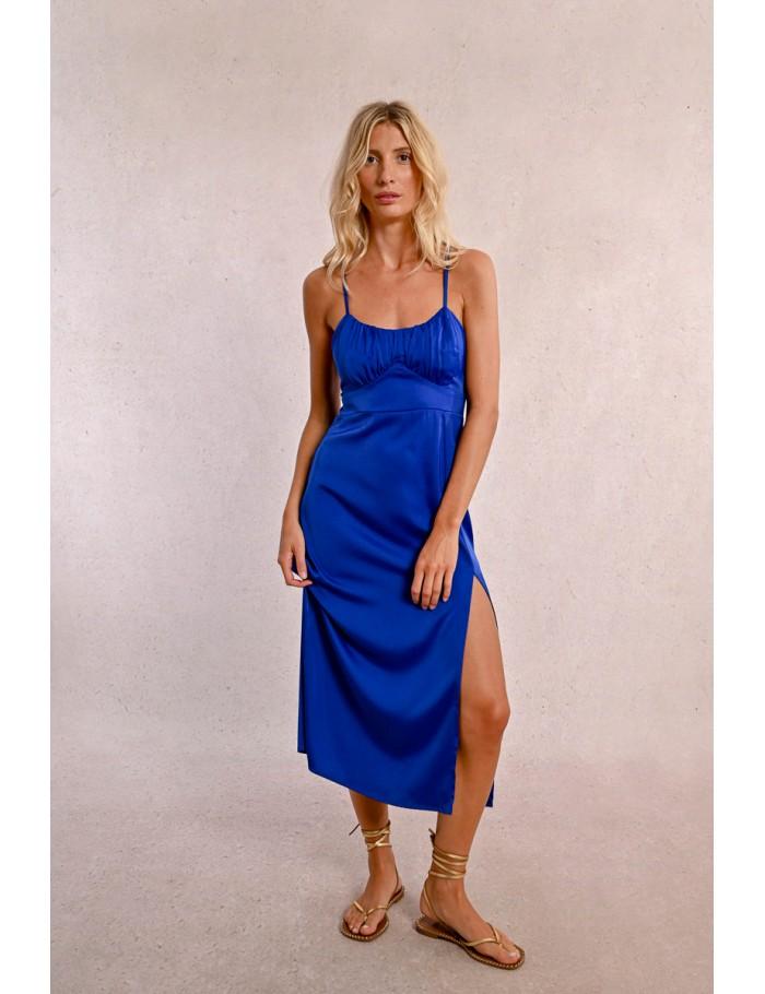 lili sidonio x molly bracken Robe longue dos croisé COBALT BLUE