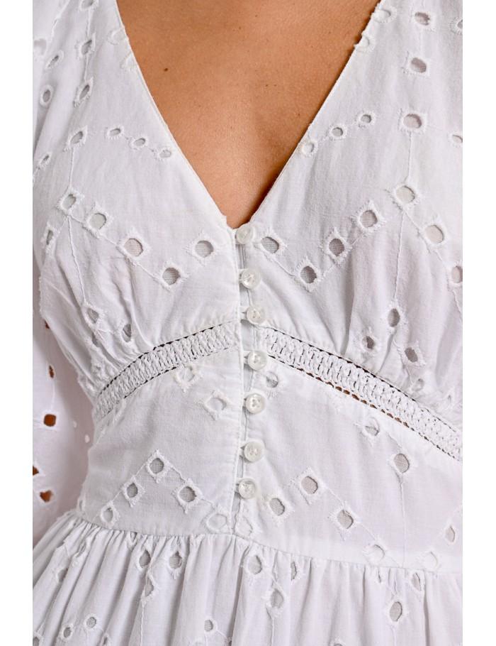 Lili Sidonio X Molly Bracken Robe Longue En Broderie Ajourée NAVY BLUE