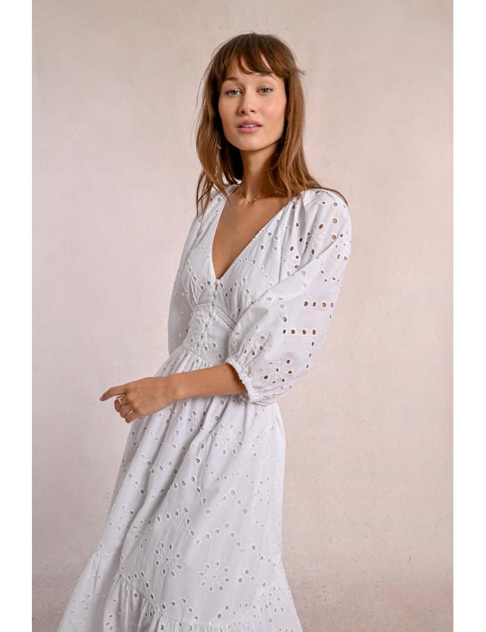 Lili Sidonio X Molly Bracken Robe Longue En Broderie Ajourée NAVY BLUE