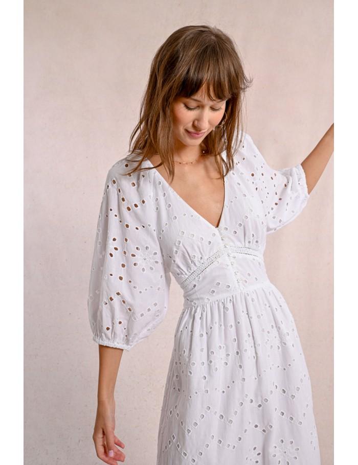 lili sidonio x molly bracken Robe longue en broderie ajourée NAVY BLUE