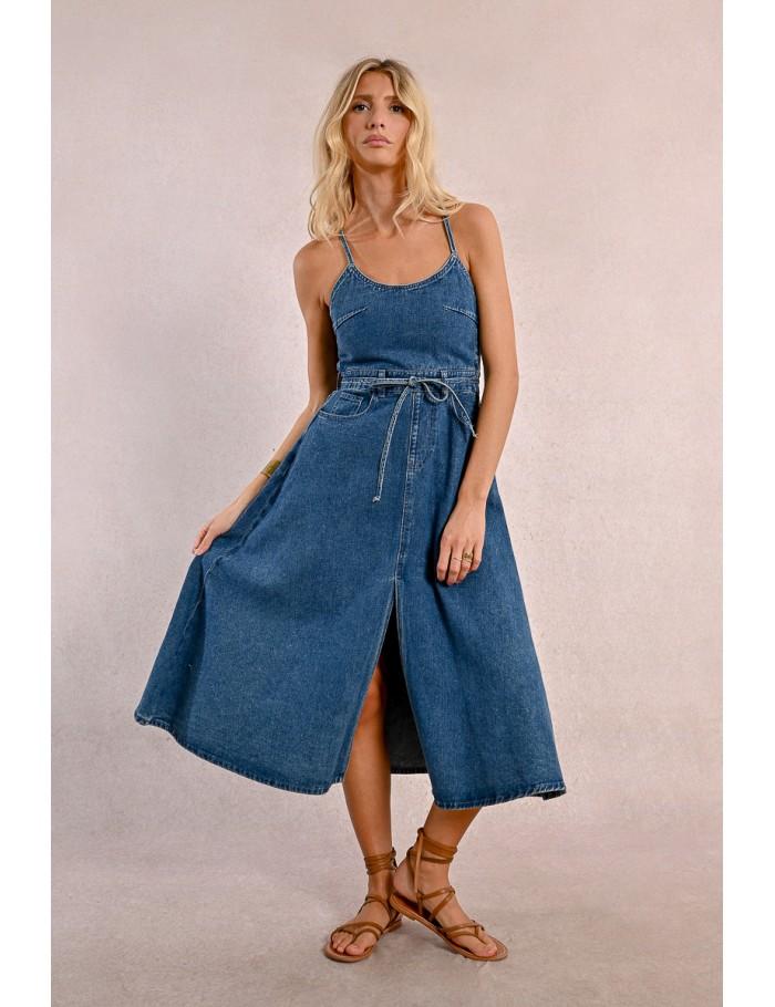Lili Sidonio X Molly Bracken Robe Longue En Jean DENIM BLUE
