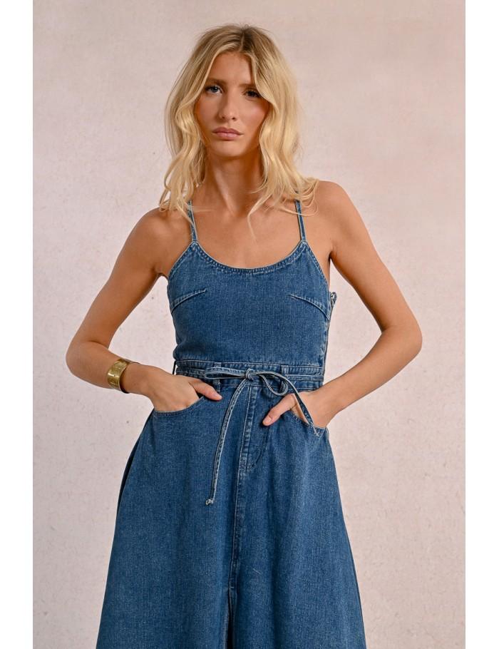 Lili Sidonio X Molly Bracken Robe Longue En Jean DENIM BLUE