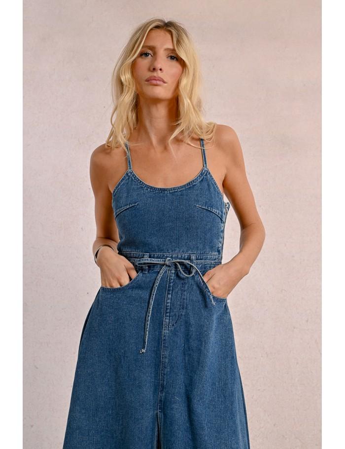 Lili Sidonio X Molly Bracken Robe Longue En Jean DENIM BLUE