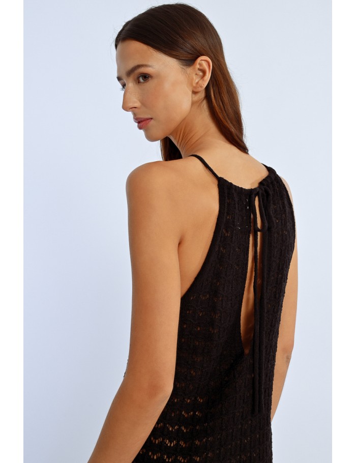 Lili Sidonio X Molly Bracken Robe Longue En Maille Crochet BLACK