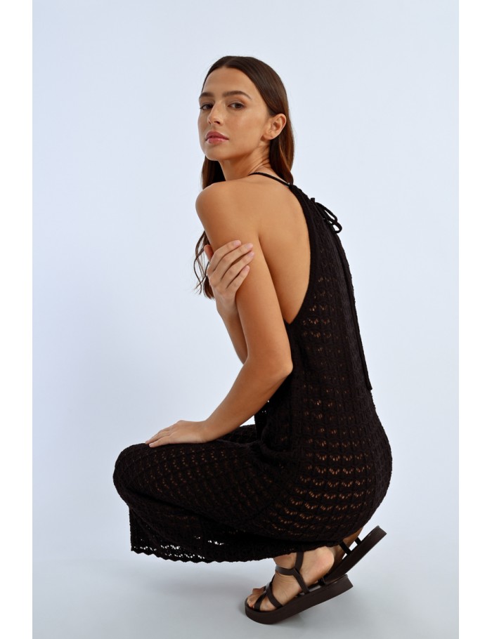 Lili Sidonio X Molly Bracken Robe Longue En Maille Crochet BLACK