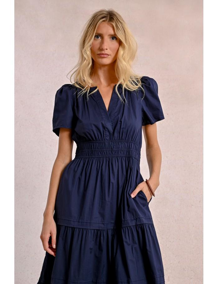 Lili Sidonio X Molly Bracken Robe Longue En Popeline NAVY BLUE