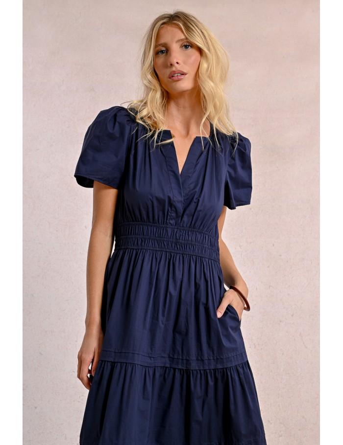 Lili Sidonio X Molly Bracken Robe Longue En Popeline NAVY BLUE
