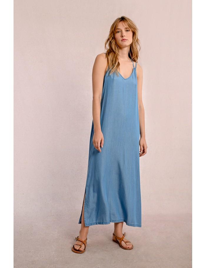 lili sidonio x molly bracken Robe longue et droite en Tencel LIGHT BLUE DENIM