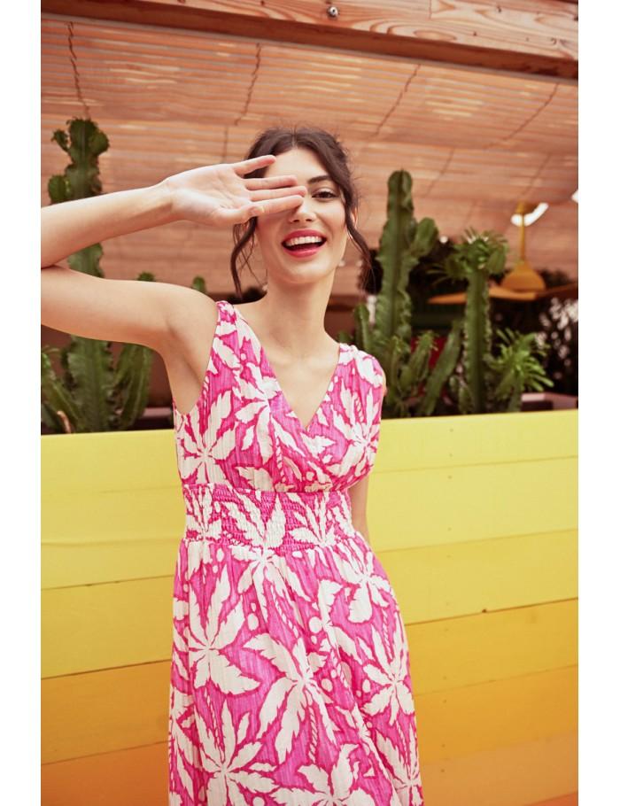 Lili Sidonio X Molly Bracken Robe Longue Et Fluide Imprimée PINK CARACOL