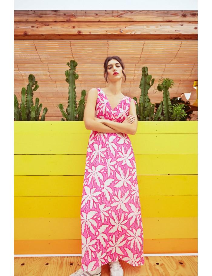 Lili Sidonio X Molly Bracken Robe Longue Et Fluide Imprimée PINK CARACOL