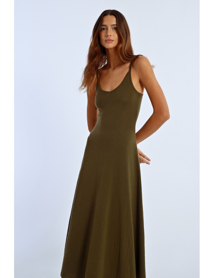 Lili Sidonio X Molly Bracken Robe Longue évasée KHAKI
