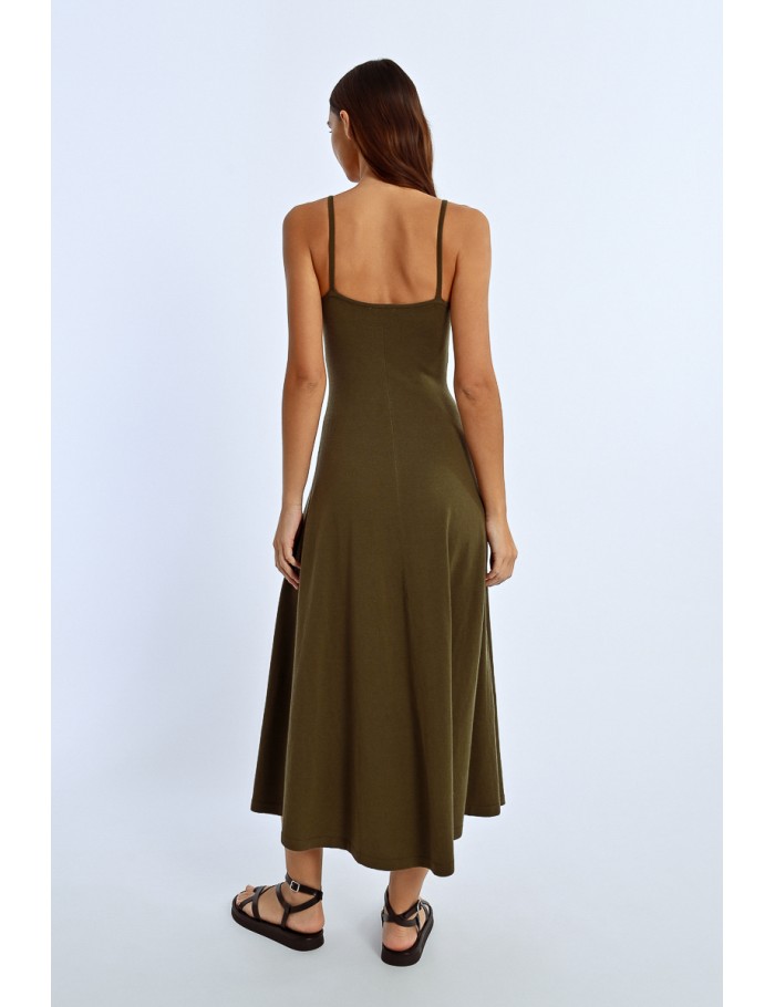 Lili Sidonio X Molly Bracken Robe Longue évasée KHAKI