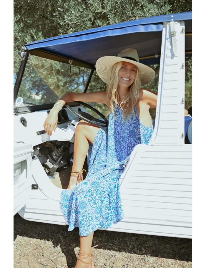 lili sidonio x molly bracken Robe longue imprimée à fines bretelles BLUE ASHA