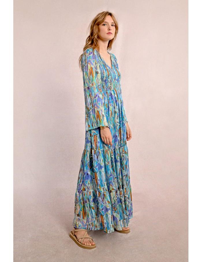Lili Sidonio X Molly Bracken Robe Longue Imprimée BLUE EDMEE