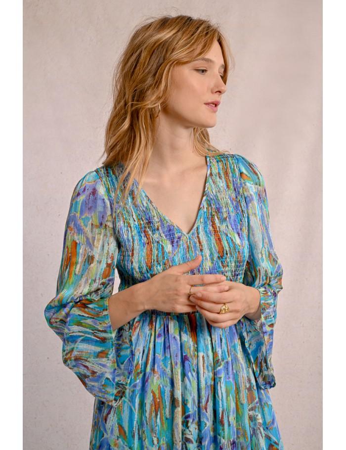 Lili Sidonio X Molly Bracken Robe Longue Imprimée BLUE EDMEE