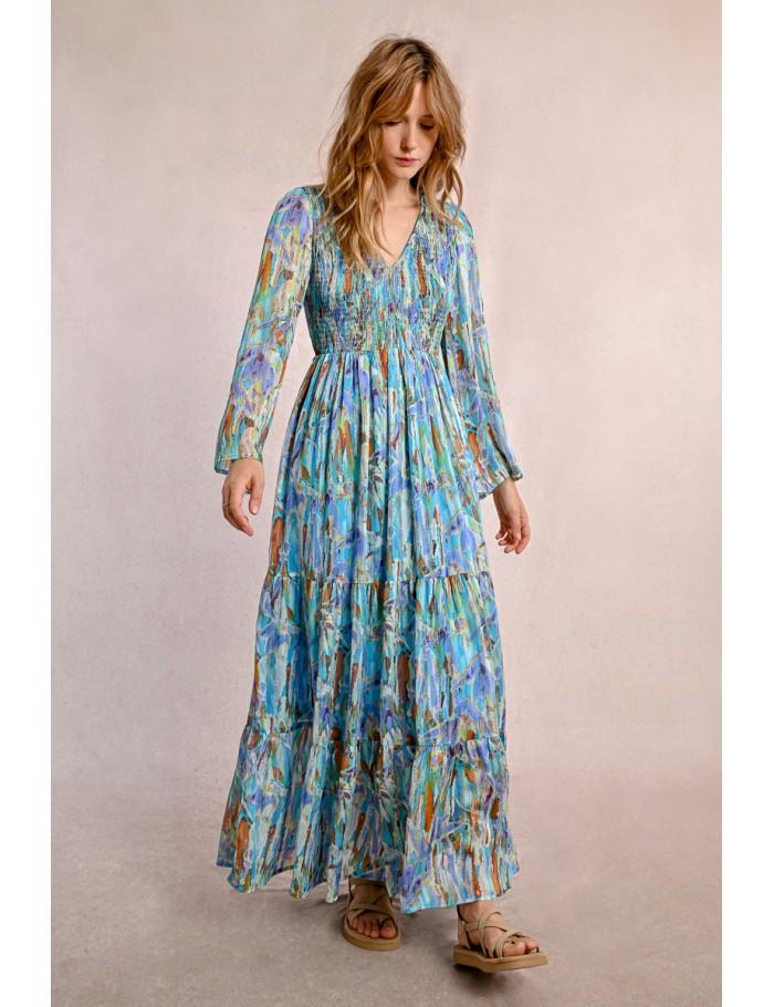 Lili Sidonio X Molly Bracken Robe Longue Imprimée BLUE EDMEE