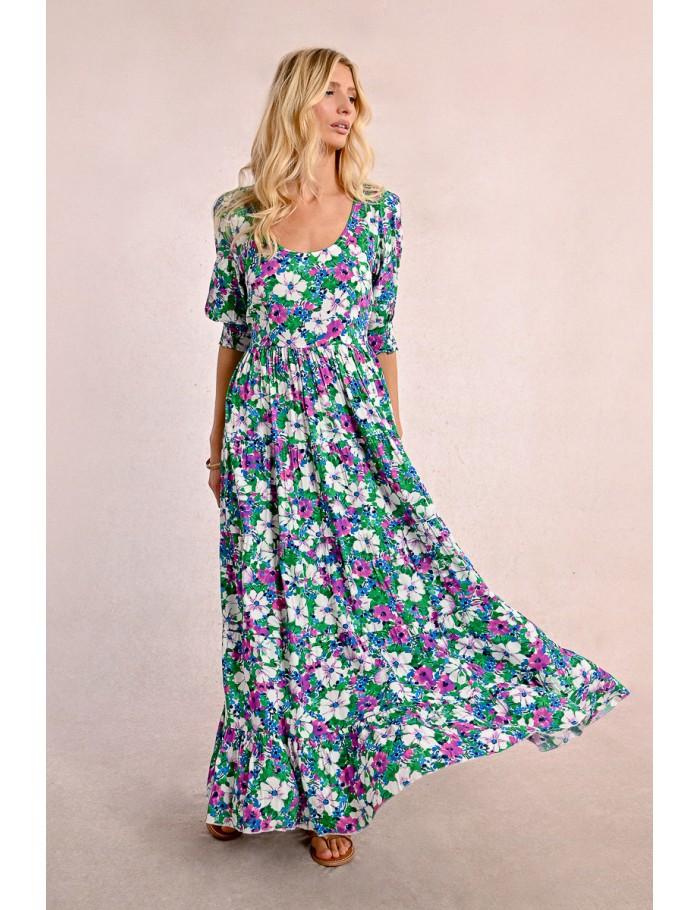 Lili Sidonio X Molly Bracken Robe Longue Imprimée GREEN ISAE