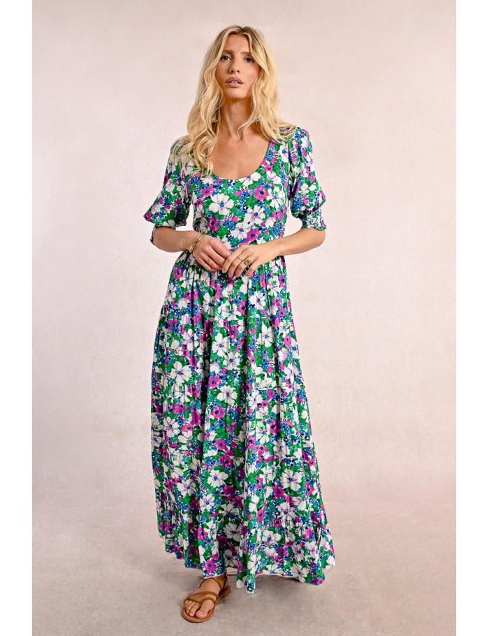 lili sidonio x molly bracken Robe longue imprimée GREEN ISAE