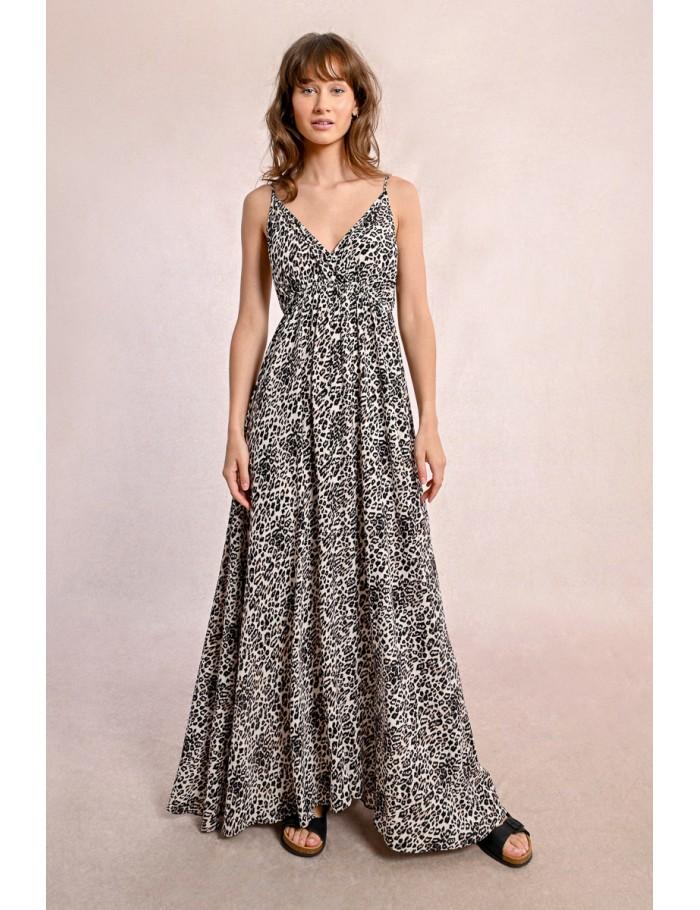 Lili Sidonio X Molly Bracken Robe Longue Imprimée Léopard BEIGE GEETA