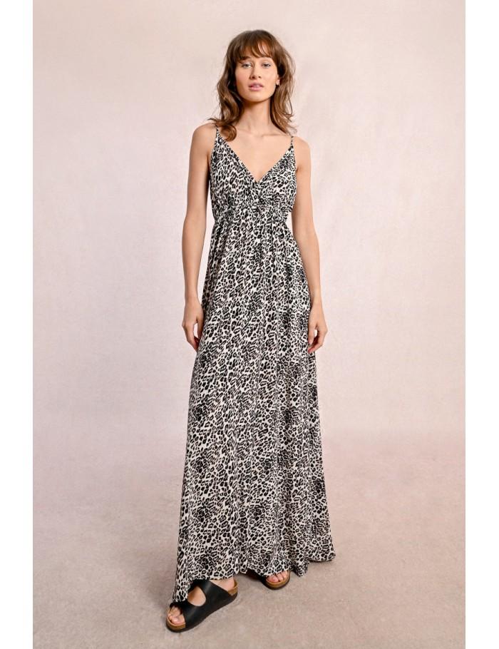 Lili Sidonio X Molly Bracken Robe Longue Imprimée Léopard BEIGE GEETA