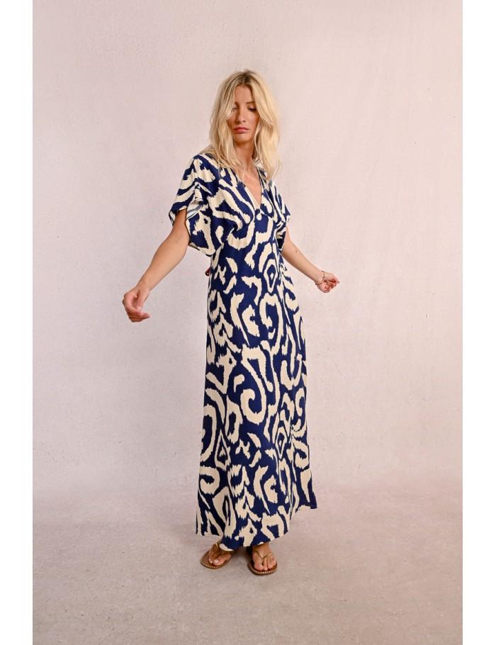 lili sidonio x molly bracken Robe longue imprimée NAVY THAIS