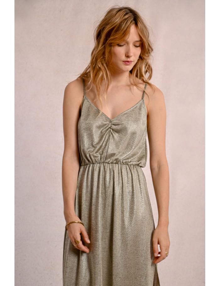 Lili Sidonio X Molly Bracken Robe Longue Irisée BEIGE