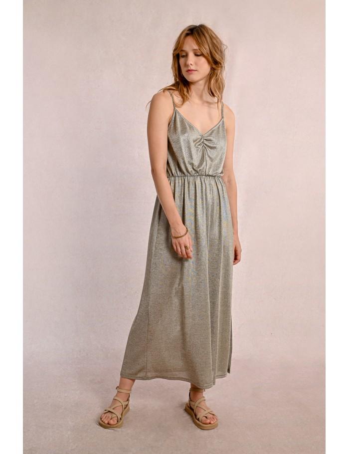 lili sidonio x molly bracken Robe longue irisée BEIGE