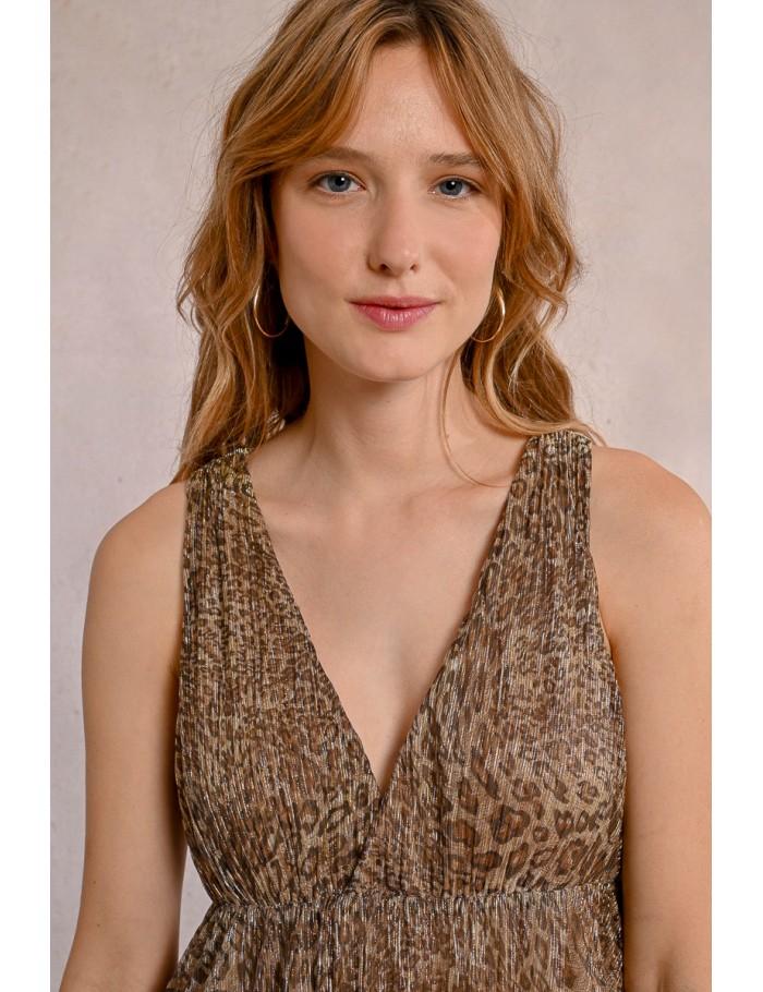 Lili Sidonio X Molly Bracken Robe Longue Léopard BEIGE