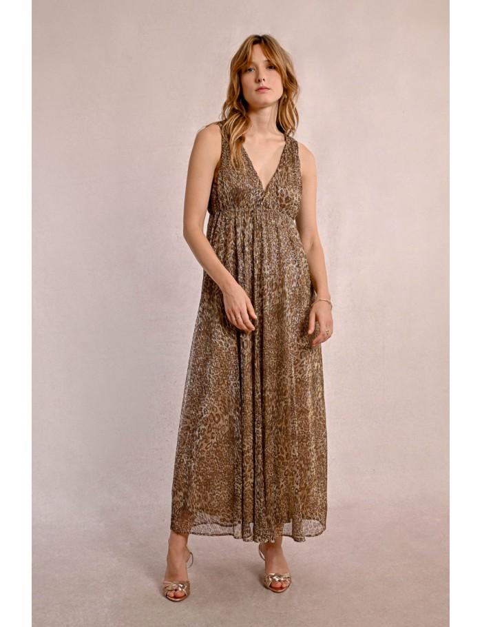 Lili Sidonio X Molly Bracken Robe Longue Léopard BEIGE