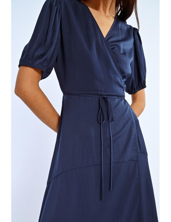 Lili Sidonio X Molly Bracken Robe Longue Manches Ballons NAVY BLUE