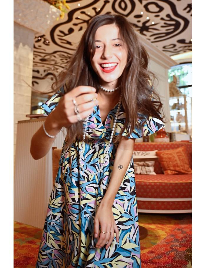 Lili Sidonio X Molly Bracken Robe Longue Multiple Volants BLACK COBA