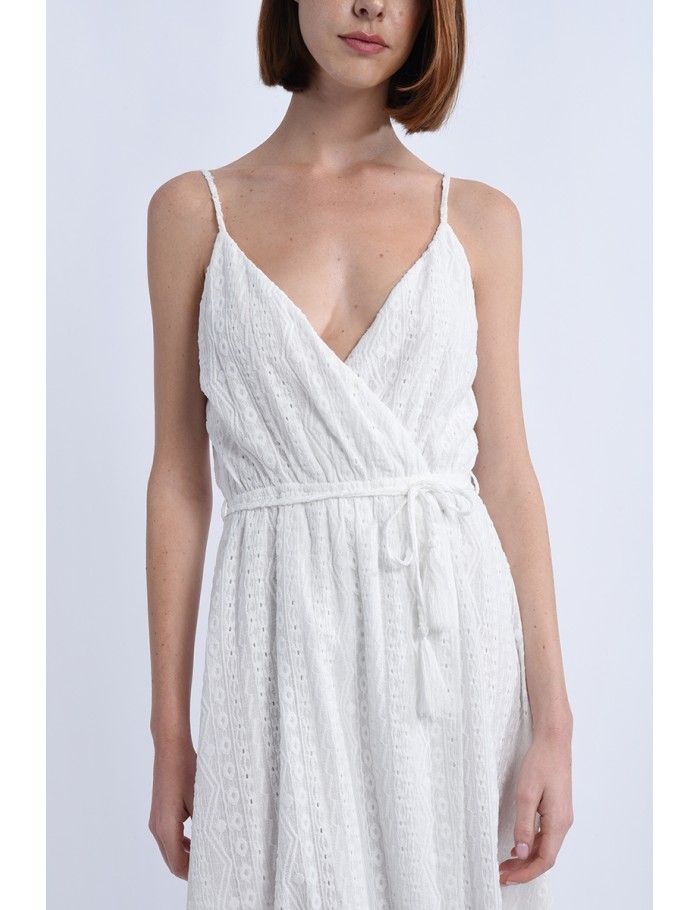 Lili Sidonio X Molly Bracken Robe Longue Portefeuille Buste Croisé ÉCRU