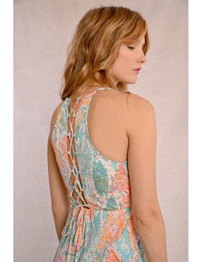 Lili Sidonio X Molly Bracken Robe Longue Portefeuille Imprimée TURQUOISE JAZZ