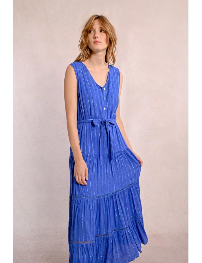 Lili Sidonio X Molly Bracken Robe Longue Rayée BLUE